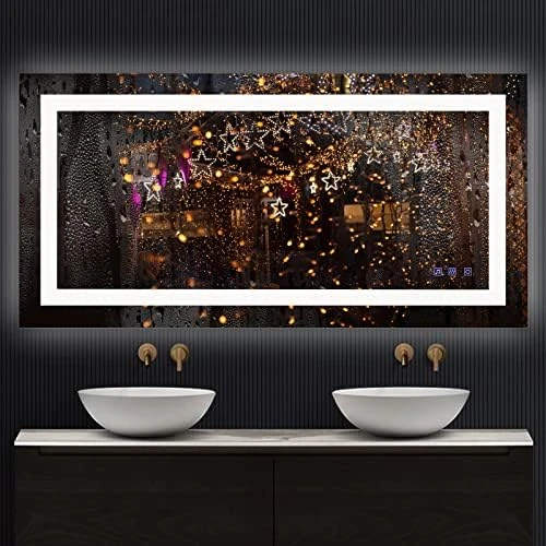 Bonnlo 32"×24" (800×600mm)Bluetooth Mirror,Led Bathroom Mirror Smart Mirror With Bluetooth Speaker, Anti-Fog Bathroom Led Mirror With Memory Touch, Dimmable Espejos Para Baños, Vertically/Horizontally - Image 9