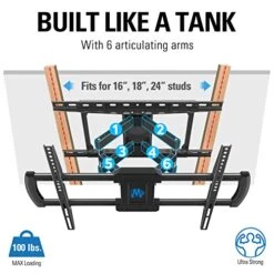 Mounting Dream UL Listed TV Wall Mount For Most 42-84 Inch LED LCD OLED TV,Full Motion TV Mount TV Bracket With Articulating Arms, Max VESA 600x400mm, Up To 100LBS, Fits 16", 18", 24" Studs