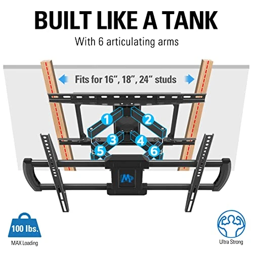 Mounting Dream UL Listed TV Wall Mount For Most 42-84 Inch LED LCD OLED TV,Full Motion TV Mount TV Bracket With Articulating Arms, Max VESA 600x400mm, Up To 100LBS, Fits 16", 18", 24" Studs