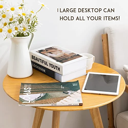 OKAKOPA Rocking Chair And Side Table, Modern Wood Small Accent Table End Tables Rocker Nursery Glider For Nursery Chair With Footrest For Living Room Bedroom (Table, Chair, Ottoman, Pillow - Beige) - Image 6