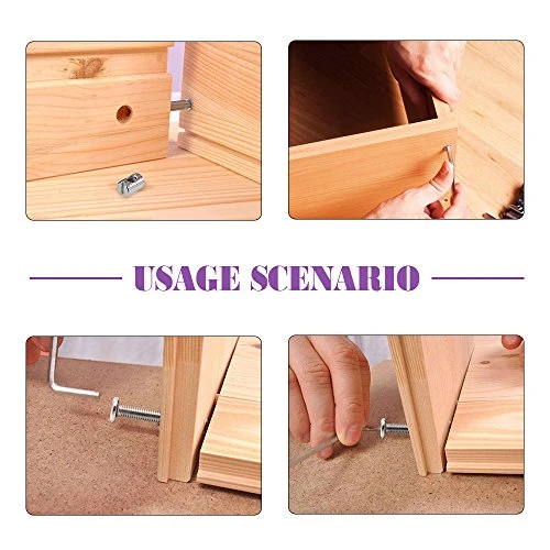 Swpeet 100Pcs Crib Hardware Screws, Nicked Plated M6 × 40/50/60/70/80mm Hex Socket Head Cap Crib Baby Bed Bolt And Barrel Nuts With 1 X Allen Wrench Perfect For Furniture, Cots, Crib Screws - Image 4