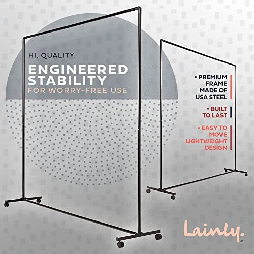 Lainly Rolling Room Divider Wall - Made In North America (6' L X 6' H, Dark Gray) Partition Room Dividers, Temporary Wall, Office Divider, Privacy Screen, Wall Divider & Room Divider Screen - Image 4