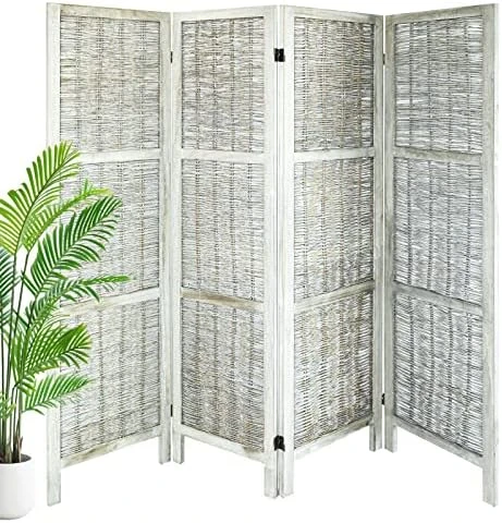 ECOMEX Room Divider 4 Panel, Wood Folding Room Divider Privacy Screens, Freestanding Partition Room Divider Screen Partial Partition For Bedroom, Office, Study,Ivory White - Image 14
