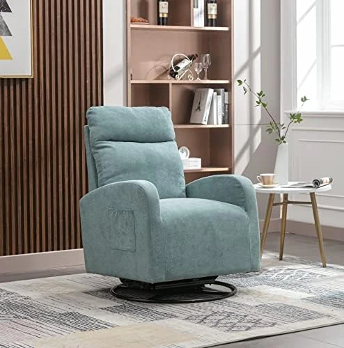 Kurhwyss Swivel Glider Chair For Nursery, Modern Rocker Chair With High Back And Storage Pocket, Upholstered Accent Rocking Chair With Solid Metal Base For Living Room, Bedroom (Dark Gray) - Image 6