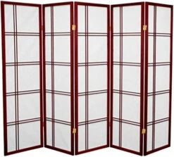 Oriental Furniture 5 Ft. Tall Double Cross Shoji Screen - Honey - 6 Panels