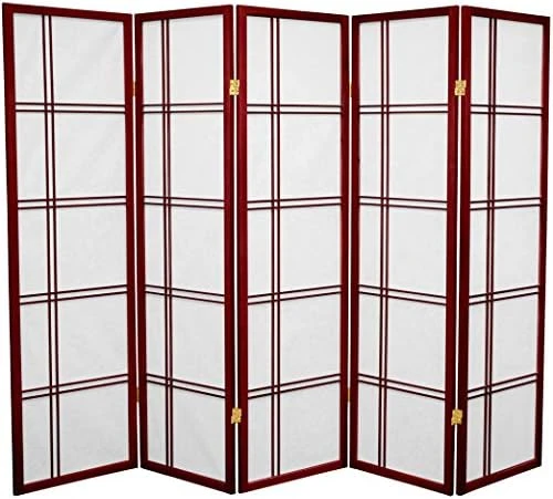 Oriental Furniture 5 Ft. Tall Double Cross Shoji Screen - Honey - 6 Panels