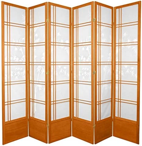 Oriental Furniture 7 Ft. Tall Bamboo Tree Shoji Screen - Honey - 5 Panels - Image 15