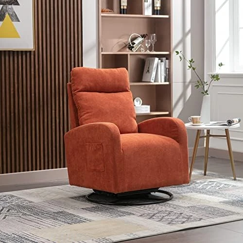 GNIXUU Rocking Chair Nursery, Swivel Glider With Ottoman, Accent Chairs Rocker With Arm For Living Room, Baby Room, Bedroom, White Teddy Fabric - Image 8