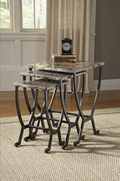 Hillsdale Monaco Metal Nesting Tables, Marble With Matte Espresso