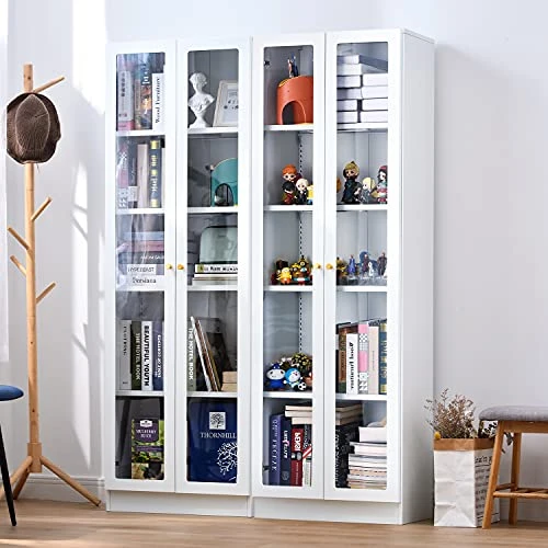 IRONMIX Metal Tall Multipurpose Storage Bookcase With Doors And Adjustable 4 Shelves (White) - Image 2