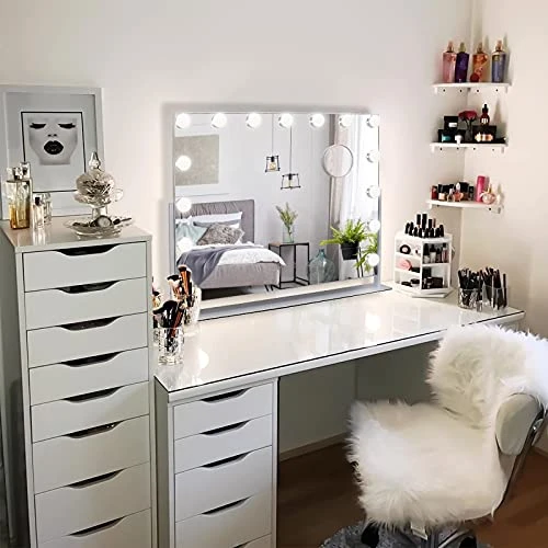 AIKVSXER Large Vanity Mirror With Lights, Hollywood Vanity Mirror, Hollywood Mirror With Lights, 15 Dimmable LED 3 Colors, USB Charging Port, Sturdy Metal Frame Design - Image 5