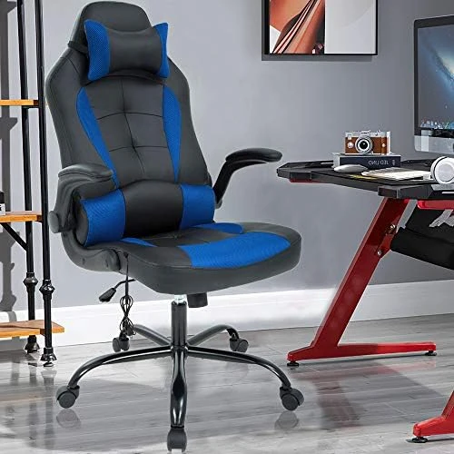 Massage Gaming Chair Ergonomic Office Chair High Back Desk Chair PU Leather Executive Chair With Lumbar Support Headrest Armrest PC Racing Computer Chair Task Rolling Swivel Chair, Red - Image 8