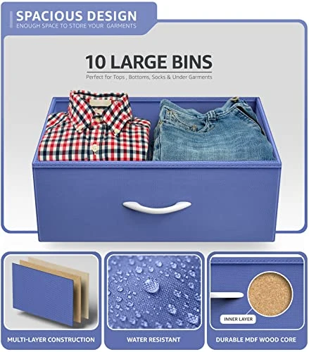 Sorbus Kids Dresser With 10 Drawers - Storage Unit Organizer Chest For Clothes - Bedroom, Kids Room, Nursery, & Closet - Steel Frame, Wood Top & Handles, And Easy Pull Fabric Bins - Image 4