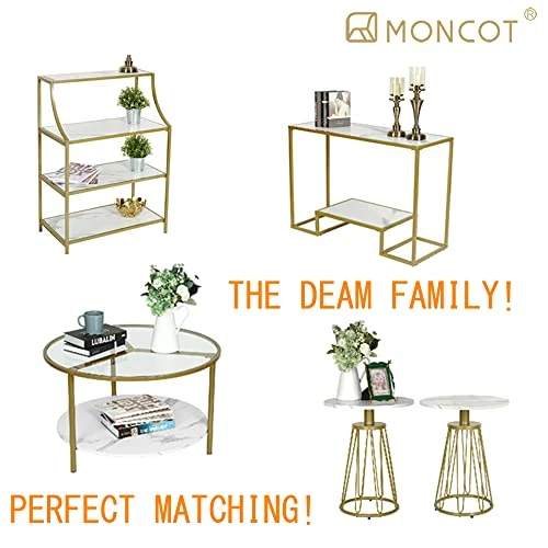 Moncot Narrow Console Table, Entryway Table, Safety-Tempered Clear Glass Table Top With 4-Tier Shelving Storage, Modern Sofa Tables For Hallway, Living Room, Behind Sofa (Glass+Gold) - Image 3