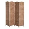 HOMCOM 6' Tall Wicker Weave 4 Panel Room Divider Privacy Screen - Natural