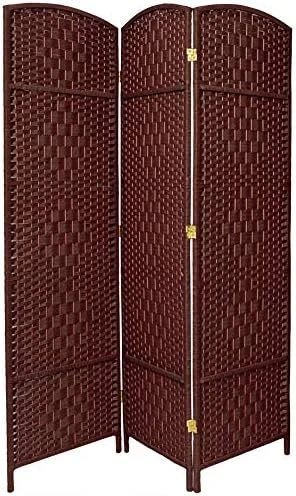 Oriental Furniture 6 Ft. Tall Diamond Weave Fiber Room Divider - White - 4 Panel - Image 7