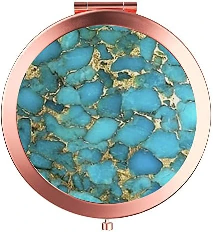 Pzicase Compact Mirror Round Rose Gold Makeup Mirror Folding Mini Pocket Mirror Portable Hand Mirror Double Sided With 2 X 1x Magnification For Woman Mother Kids Great Gift (Flower Pig) - Image 5