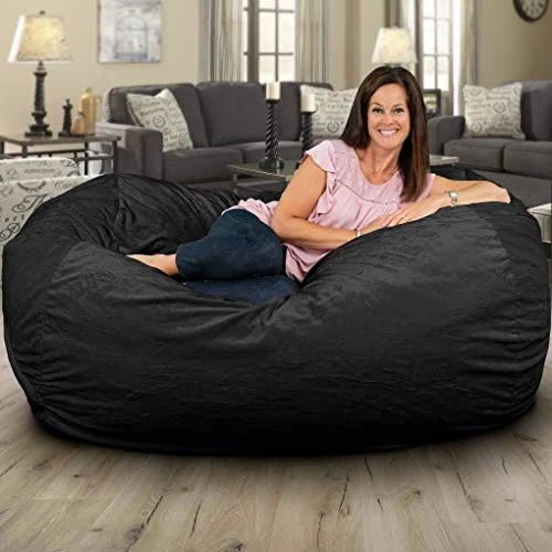 ULTIMATE SACK Lounger Bean Bag Chair: Giant Foam-Filled Furniture - Machine Washable Covers, Double Stitched Seams, Durable Inner Liner, And 100% Virgin Foam. Corner Chair. (Charcoal, Fur) - Image 2