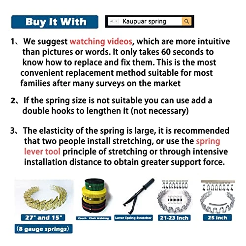 Kaupuar 15" Sofa Upholstery Spring Replacement Kit For Repair Couch Recliner Parts Chair Fix Sagging Seat - Image 4