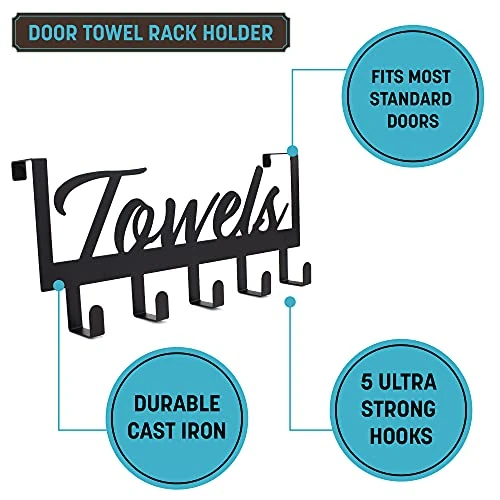 Aesthetic Over The Door Towel Rack For Your Bathroom – Space Saving And Convenient Towel Holder With Sturdy Hooks – The Perfect Addition To Your Bathroom Decor - Image 2