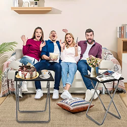 Garden 4 You Folding TV Tray Table,TV Dinner Table With Sturdy MDF Top,Eating Trays For Living Room With No Assembly Required, 15 X 18.9 X 26 In(Black) - Image 5