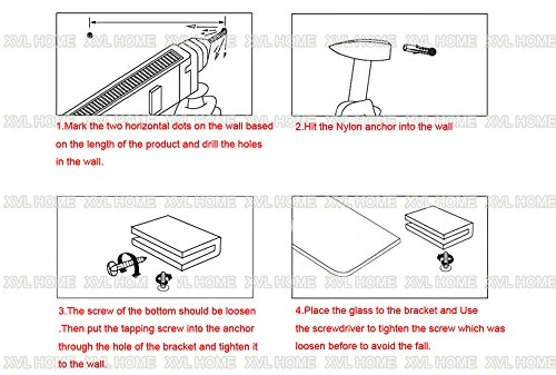 XVL 14 Inches Bathroom Glass Shelf Brushed - Image 2