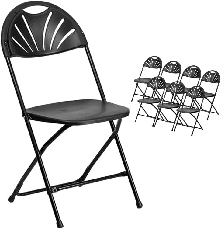 TentandTable Fan Back Heavy Duty Stackable Folding Chairs | White | 300-Pound Capacity | For Events, Banquets, Parties, And Weddings | 8 Pack - Image 7