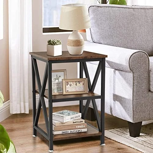 End Tables Set Of 2 With Storage, 16" D X 16" W X 24" H, 3-Tier Side Table Set Of 2 End Tables Living Room Set Of 2 Farmhouse, X-Shaped Night Stands For Bedrooms Set Of 2 Bedside Tables Set Of 2 - Image 7
