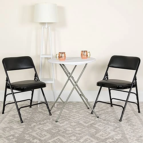 Flash Furniture 4 Pack HERCULES Series Curved Triple Braced & Double Hinged Black Vinyl Metal Folding Chair