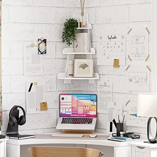 RiverRidge Kids Wall Corner Ladder Shelf, White - Image 5