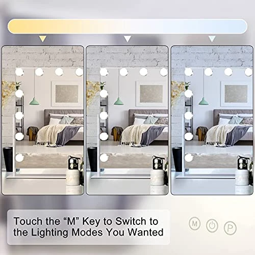 AIKVSXER Large Vanity Mirror With Lights, Hollywood Vanity Mirror, Hollywood Mirror With Lights, 15 Dimmable LED 3 Colors, USB Charging Port, Sturdy Metal Frame Design - Image 2