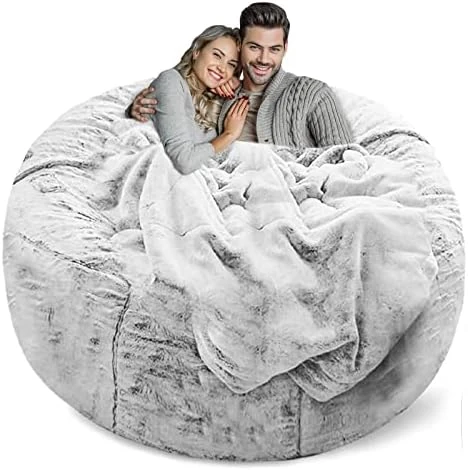 LapEasy Giant Bean Bag Chair Cover(Cover Only,No Filler),Oversized Round Soft Fluffy PV Velvet Washable Lazy Sofa Bean Bag Bed Cover For Adults, Living Room Bedroom Furniture Outside Cover(Black) - Image 13