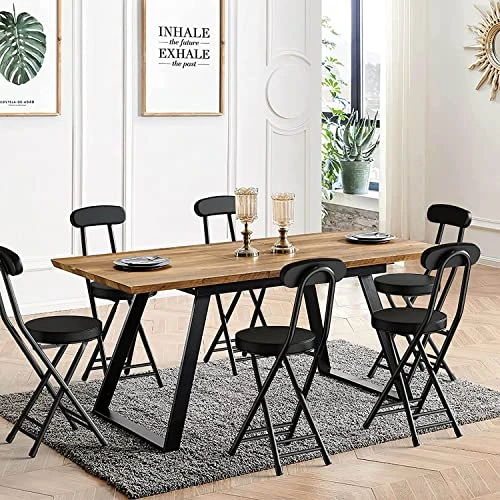 Folding Stool With Back,Cushioned Padded Folding Stool 18.1 Inch, Black Portable Heavy Duty Collapsible Padded Round Stool,Foldable Bar Stool Black White - Image 3