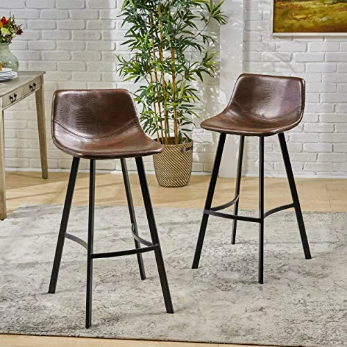 Christopher Knight Home Dax Barstools, 2-Pcs Set, Snake Skin Brown - Image 2