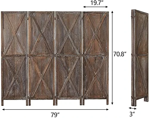 Room Divider Screen Outdoor Privacy Screens - Folding Partition Room Dividers 6ft Tall Portable Freestanding Privacy Screen W-Shaped Design For Home Office, 4 Panels - Image 4