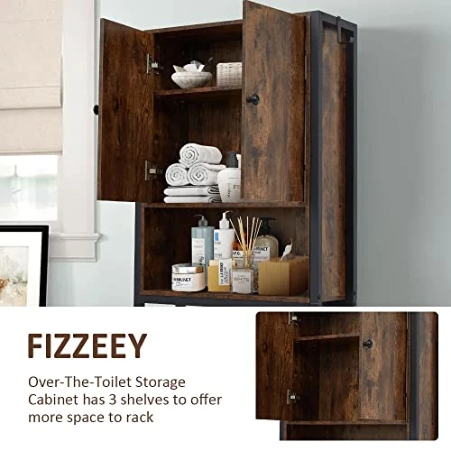 HLXZN Over The Toilet Storage Cabinet - Bathroom Space Saving Storage Organizer Cabinet, Bathroom Organizer Shelf, Toilet Storage Rack - Image 3
