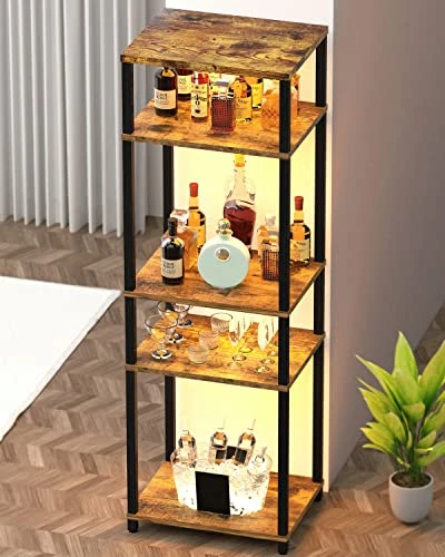 WOODYNLUX End Table Nightstands Set Of 2, 3-Tier Bedside Tables, 5-Tier Shelf Bookcase, Nightstand Accent Table For Couch, Living Room, Bedroom, Rustic Brown And Black, Easy Assembly. - Image 4