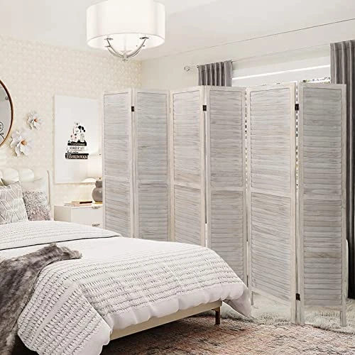 ECOMEX 6 Panel Room Divider, Wood Room Screen Divider Freestanding, Folding Privacy Screens Room Divider Room Separator Temporary Wall Dividers, White - Image 7