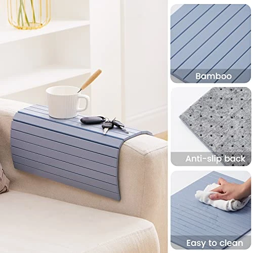 GEHE Couch Arm Table Flexible/Foldable Sofa Arm Tray Table Perfect For Drink Snacks Great Arm Tray For Couch Armrest Tray - Image 3