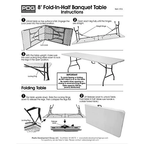 Plastic Development Group 816 Outdoor/Indoor 8 Foot Plastic Fold In Half Folding Banquet, Dining, Card Table, White - Image 5