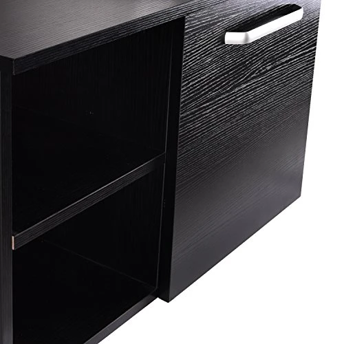 Puluomis Wall Mounted Bathroom Vanity, Double Wood Side Shelves With Mirror, 1-Door And 2-Shelves, Black Finish, 28-Inch - Image 6