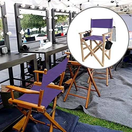 KAEGREEL 5 In 1 Chair Accessories Set For Makeup Artist Chair, Purple Director Chair Replacement Cover Canvas, 2 Portable Side Storage Bags And Hanging Mesh Bag (Not Including Chair) - Image 4