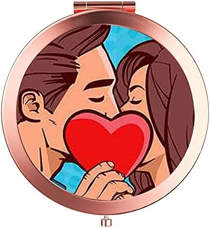 Pzicase Compact Mirror Round Rose Gold Makeup Mirror Folding Mini Pocket Mirror Portable Hand Mirror Double Sided With 2 X 1x Magnification For Woman Mother Kids Great Gift (Flower Pig) - Image 6