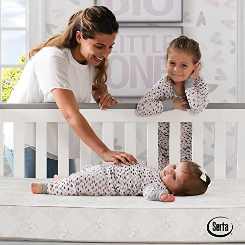 Delta Children Serta Tranquility Eco Firm 2-Stage 6" Premium Baby Crib Mattress & Toddler Mattress - Waterproof - GREENGUARD Gold Certified - 50 Year Warranty - Made In USA, 27.5x52x6 Inch, White (Pack Of 1) - Image 2