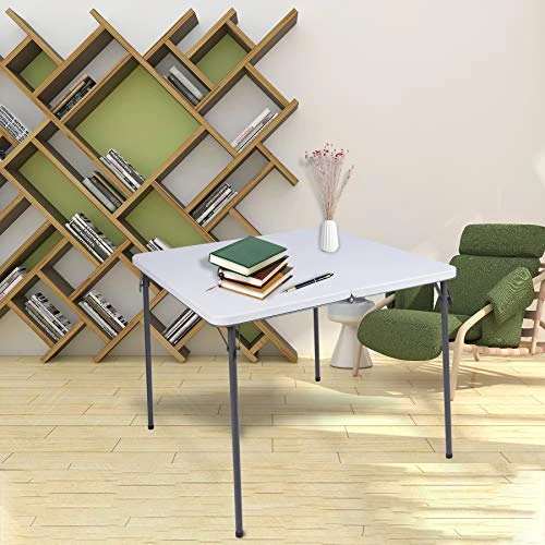 REDCAMP 34" Square Folding Card Table With Resin Top, Portable Fold In Half Small Card Tables With Collapsible Legs For Adults Indoor Outdoor Use, White - Image 2