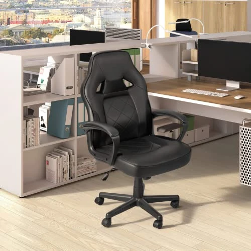 VICTONE Gaming Chair PU Leather Executive PC Computer Chair Height Adjustable Swivel Office Chair With Lumbar Support(Black) - Image 6