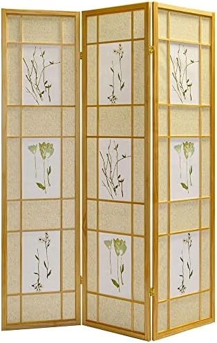 Legacy Decor 4 Panel Room Divider Privacy Screen Botanical Floral Accented Natural Color 71 Tall X 70 Inches Wide - Image 9