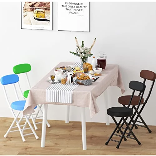 ALIXCE Bar Stool Foldable With Backrest Folding Chair Kitchen Stool With Round Padded Seat Cushion, Counter Stool With Footrest Folding Stool For Breakfast Bar Dining Room Living Room (Color : Pink) - Image 4