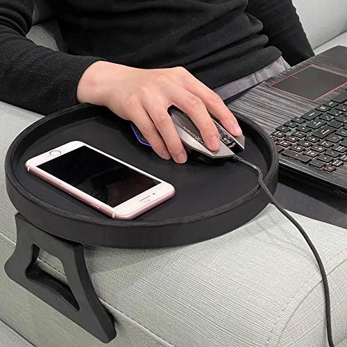 Sofa Arm Clip Tray, Side Table For Remote Controls/Drinks/Gamepads Holder (Black) - Image 3