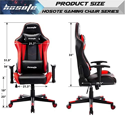 Hosote Ergonomic Gaming Chair For Adults, High Back Racing Computer Gaming Chair, E-Sports Gamer Chair, Big And Tall Video Gaming Chair, PU Leather Desk Chair Task Chair Office Chair(Red,Black) - Image 7